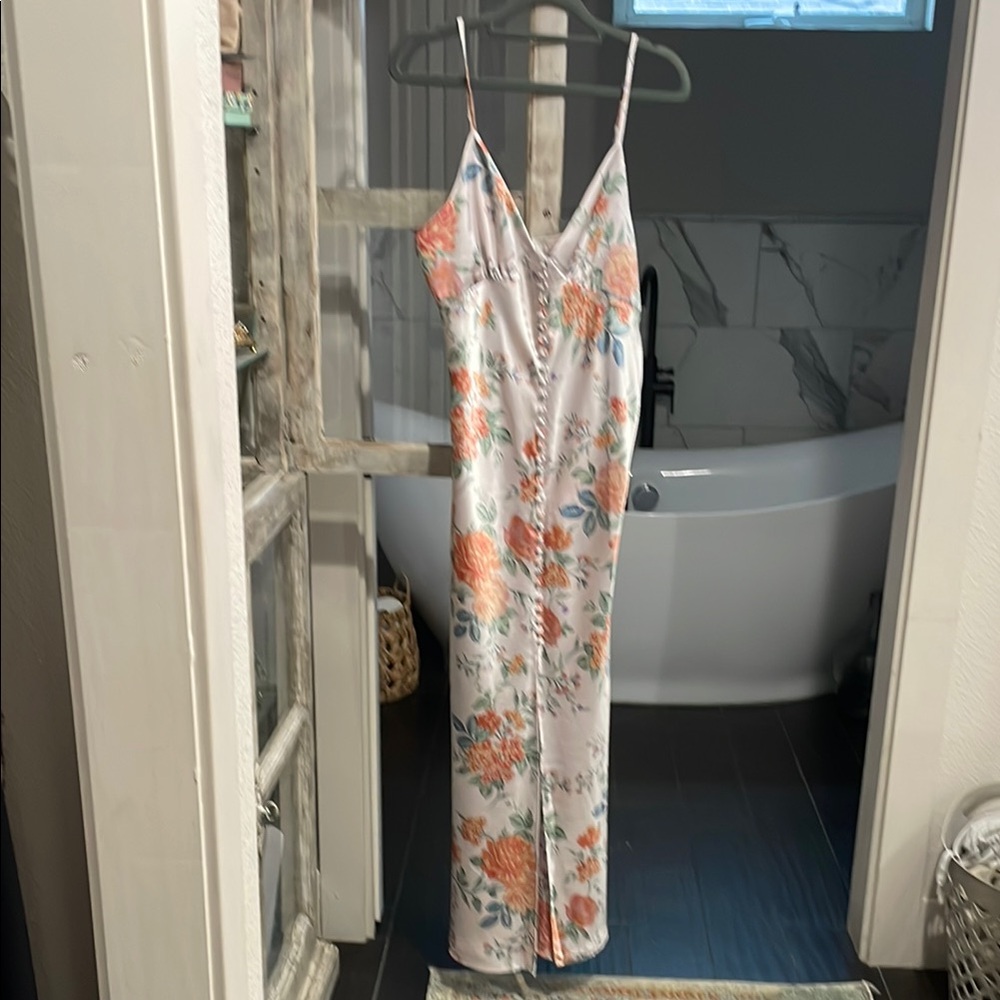 Dress Forum Floral Maxi Dress - White and Orange